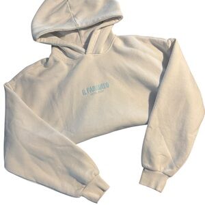 Sunday Cream Hoodie with Subtle Blue Accents